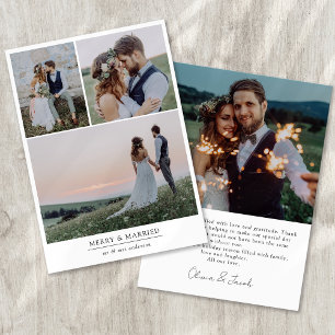 Minimalistisch 4 Foto Merry & Verheiratet Feiertagskarte