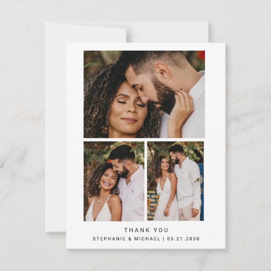Minimalistisch 4 Foto Moderne Skripthochzeit Dankeskarte (Vorderseite)