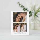 Minimalistisch 4 Foto Moderne Skripthochzeit Dankeskarte (Stehend Vorderseite)