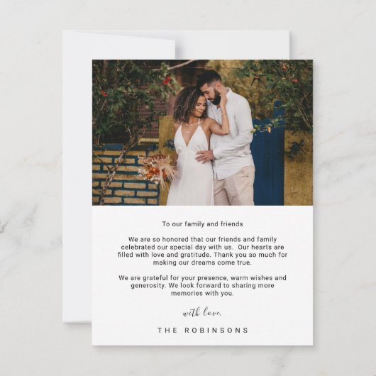 Minimalistisch 4 Foto Moderne Skripthochzeit Dankeskarte (Rückseite)