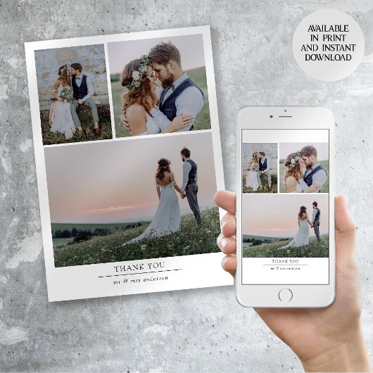 Minimalistisch 4 Foto Vielen Dank für Ihre Hochzei Ankündigung