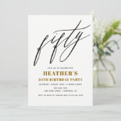 Minimalistisch 50. Geburtstagsparty Einladung (Stehend Vorderseite)