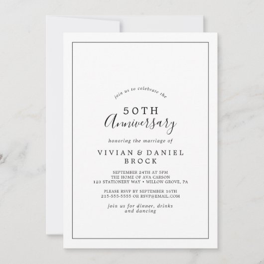 Minimalistisch 50. Hochzeitstag Einladung (Vorderseite)