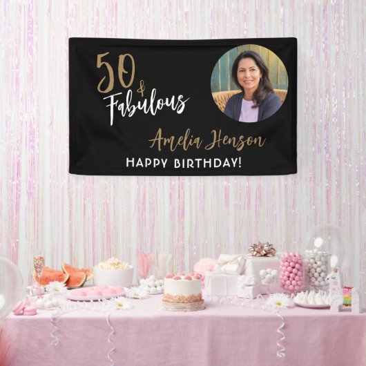 Minimalistisch 50 und fabelhaftes Foto 50. Geburts Banner (Party)