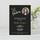 Minimalistisch 50 und fabelhaftes Foto 50. Geburts Einladung (Stehend Vorderseite)