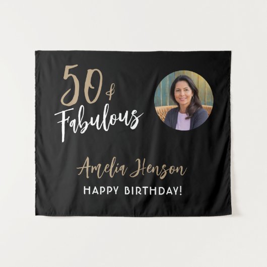 Minimalistisch 50 und fabelhaftes Foto 50. Geburts Wandteppich (Vorderseite (Horizontal))