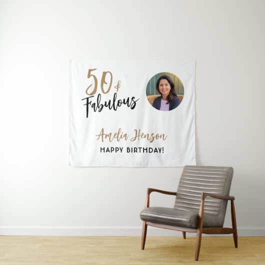 Minimalistisch 50 und fabelhaftes Foto 50. Geburts Wandteppich (Beispiel (Horizontal))