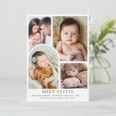 Minimalistisch 5 Foto Hello Baby Birth Ankündigung (Stehend Vorderseite)