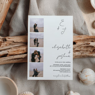 Minimalistisch 5 Foto Initials Einfach Hochzeit Einladung