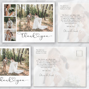 Minimalistisch 5 Foto Kalligraphie Hochzeit Vielen Postkarte