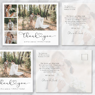 Minimalistisch 5 Foto Kalligraphie Hochzeit Vielen Postkarte