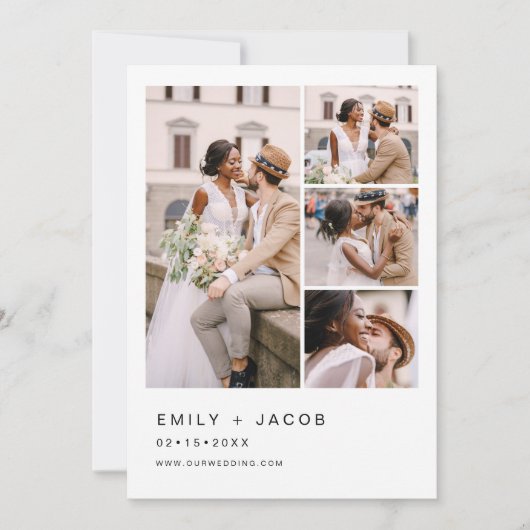 Minimalistisch 5 Foto Moderne Elegante Hochzeit Einladung (Vorderseite)