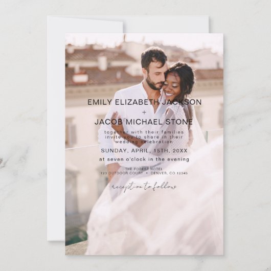 Minimalistisch 5 Foto Moderne Elegante Hochzeit Einladung (Rückseite)