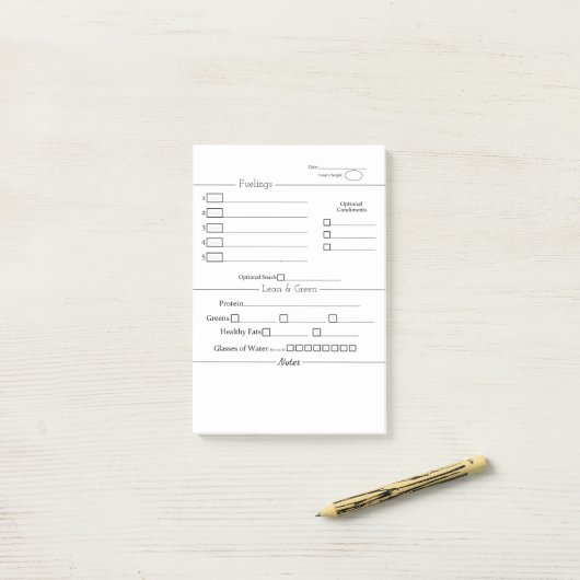 Minimalistisch 5 und 1 Food Tracker Post-it Klebezettel (Auf Schreibtisch)