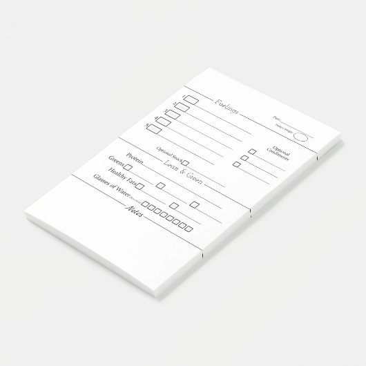 Minimalistisch 5 und 1 Food Tracker Post-it Klebezettel (angewinkelt)