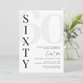 Minimalistisch 60. Geburtstagsparty Einladung (Stehend Vorderseite)