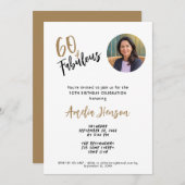 Minimalistisch 60 und fabelhaftes Foto 60. Geburts Einladung (Vorne/Hinten)