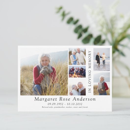 Minimalistisch 6 Foto Bereavement Beerdigung Dankeskarte (Stehend Vorderseite)