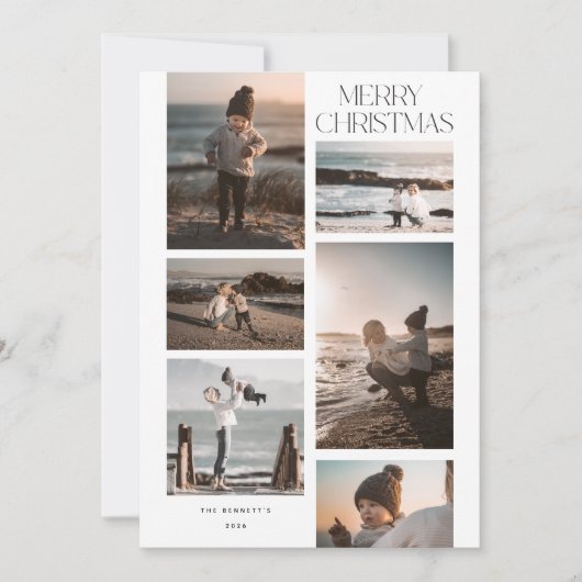 Minimalistisch 6 Foto Collage Frohe Weihnachten (Vorderseite)