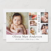 Minimalistisch 6 Foto Hello Baby Dankeskarte (Vorderseite)