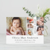 Minimalistisch 6 Foto Hello Baby Geburtserklärung Einladung (Stehend Vorderseite)