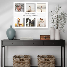 Minimalistisch 6 Fotos Leinwand zum 25. Hochzeitst