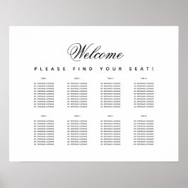 Minimalistisch 8 Tabelle Schwarz/Weiß-Sitze Poster