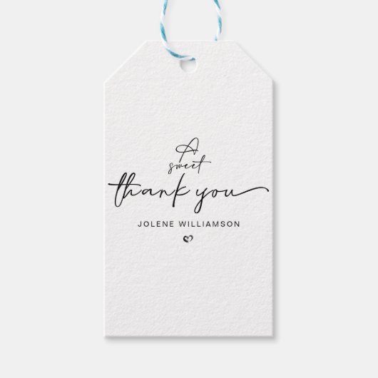 Minimalistisch A Sweet Vielen Dank Script Heart Geschenkanhänger (Vorderseite)