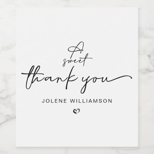 Minimalistisch A Sweet Vielen Dank Script Heart Weinetikett (Einzelnes Label)