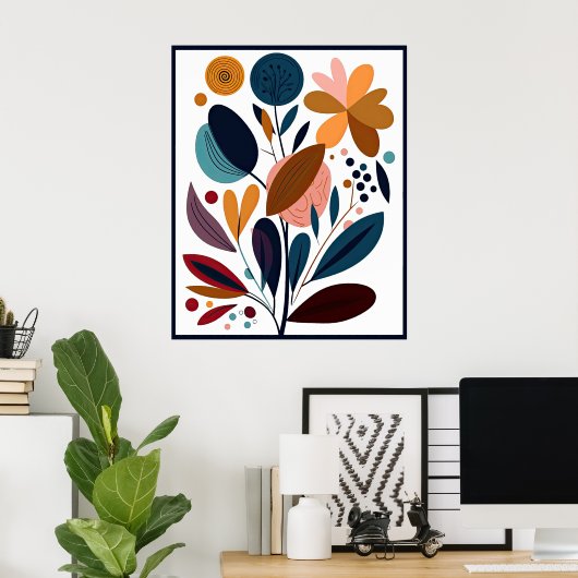 Minimalistisch Abstrakt Boho Floral Poster (Heimbüro)