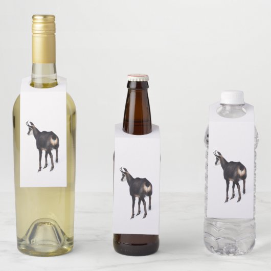 Minimalistisch Alpinistisches Gämse Bergziege auf  Flaschenanhänger (Beispiel)