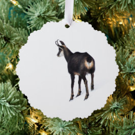 Minimalistisch Alpinistisches Gämse Bergziege auf  Ornament Karte