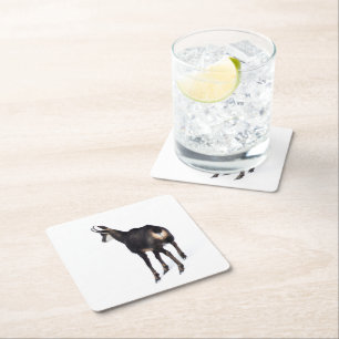 Minimalistisch Alpinistisches Gämse Bergziege auf  Rechteckiger Pappuntersetzer