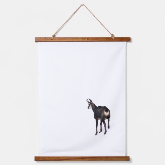 Minimalistisch Alpinistisches Gämse Bergziege auf  Wandteppich Mit Holzrahmen (Vorderseite)