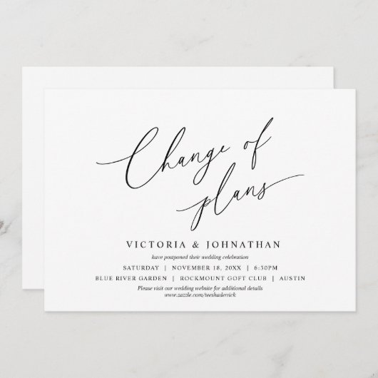 Minimalistisch, Änderung der Pläne, Änderung des D Einladung (Vorne/Hinten)