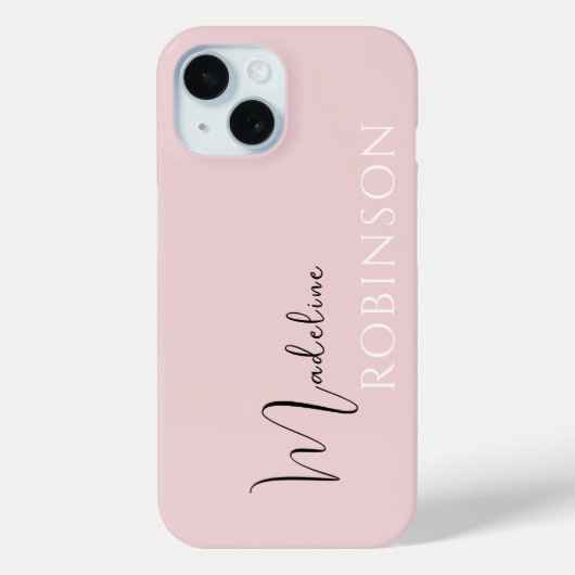 Minimalistisch Anfänglich Modernes Monogramm Rosa Case-Mate iPhone Hülle (Rückseite)
