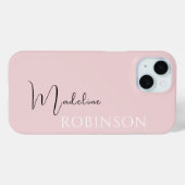 Minimalistisch Anfänglich Modernes Monogramm Rosa Case-Mate iPhone Hülle (Rückseite (Horizontal))