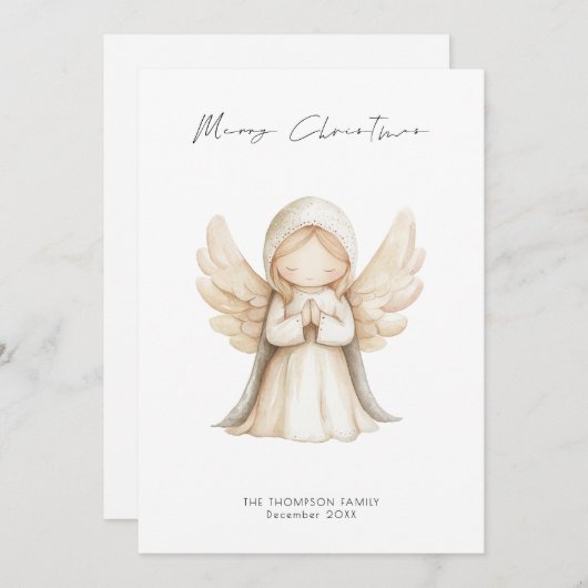 Minimalistisch Angel Script Frohe Weihnachten (Vorne/Hinten)