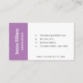Minimalistisch anpassbares Berufliches Lila Visitenkarte (Rückseite)
