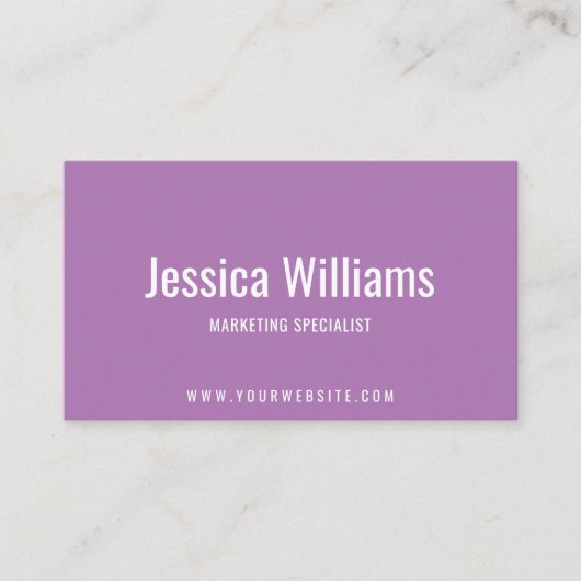 Minimalistisch anpassbares Berufliches Lila Visitenkarte (Vorderseite)
