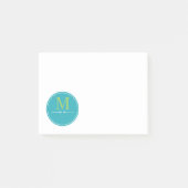 Minimalistisch Aqua Monogram Post-it Klebezettel (Vorderseite)