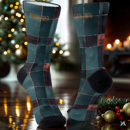 Minimalistisch Aquamarin & Burgund Weihnachten Kar Socken