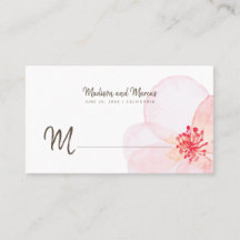Minimalistisch + Aquarellblütenhochzeit Platzkarte