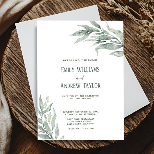 Minimalistisch Aquarellgrün Einladung