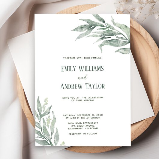 Minimalistisch Aquarellgrün Einladung