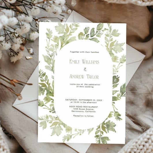 Minimalistisch Aquarellgrün Einladung