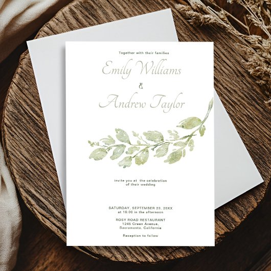Minimalistisch Aquarellgrün Einladung