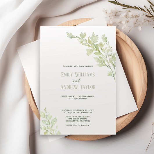 Minimalistisch Aquarellgrün Einladung