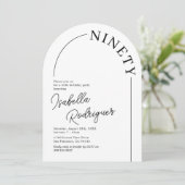 Minimalistisch Arch Adult 90. Geburtstag Einladung (Stehend Vorderseite)