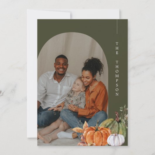 Minimalistisch Arch Foto grün dank dem Abendessen Einladung (Rückseite)